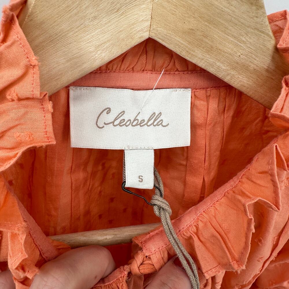 CLEOBELLA NWT Evereve Phoenix Puff Long Sleeve Organic Cotton Blouse Coral // S - Picture 9 of 16